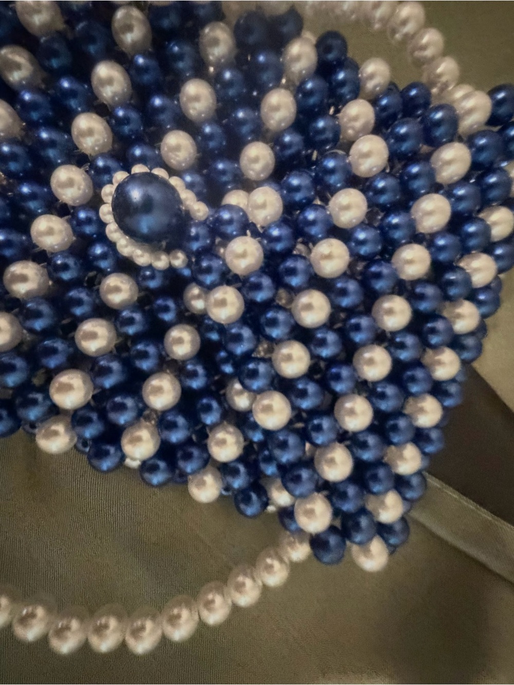 Blue and Ivory Beaded Bag